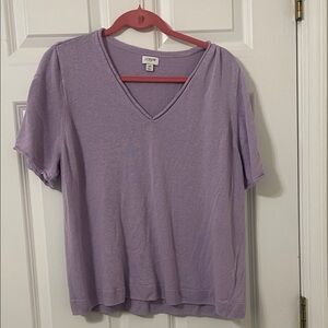 J. Crew Factory Lavender V-Neck Short Sleeve Linen Blend Tee